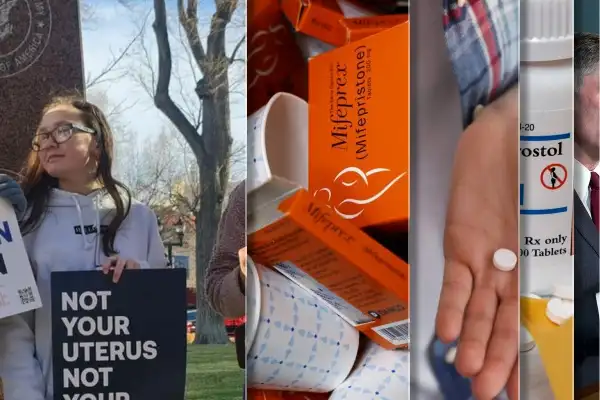 Wyoming governor signs measure prohibiting abortion pills — collage