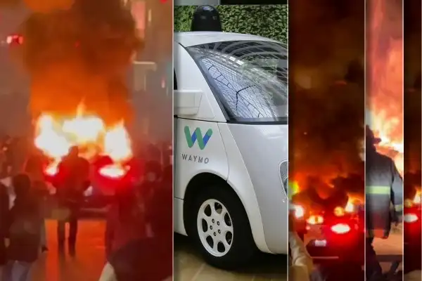 Driverless taxi vandalized and set on fire in San Francisco’s Chinatown